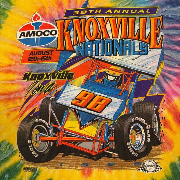 VTG 1998 Knoxville Nationals Good Year Sprint Car Racing Double Sided Tie Dye XL - Picture 3 of 8